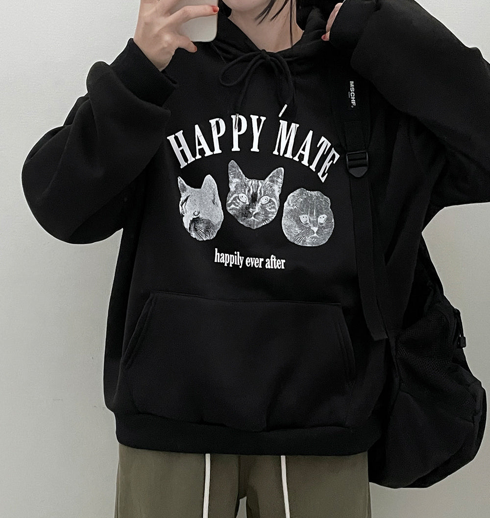 韓製Happy Mate🐈小貓連帽衛衣