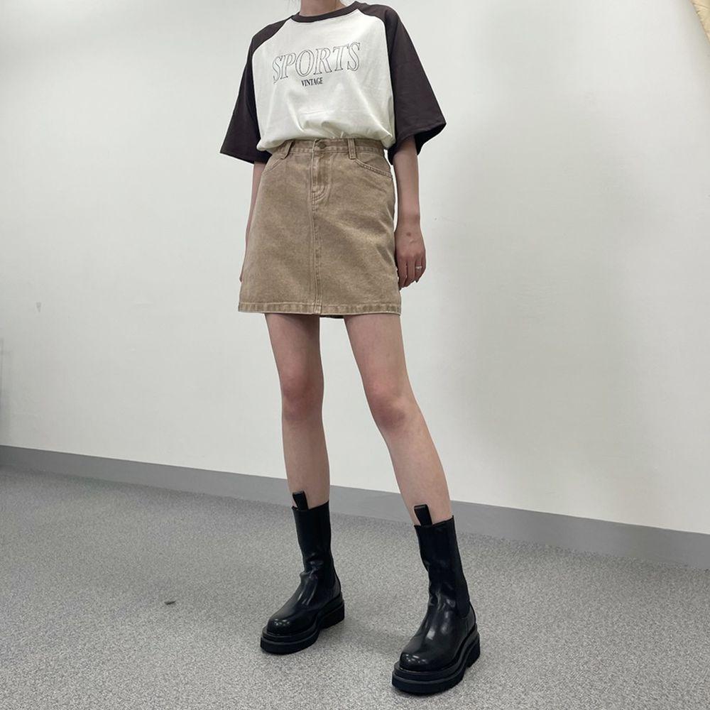 罕見色✨彩感染色水洗牛仔短裙<KR> - IKIMSTORE