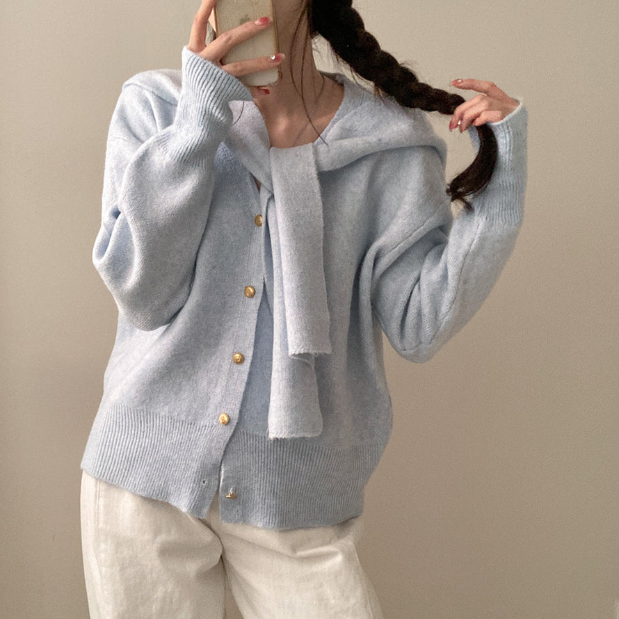 ☃️馬海毛披肩+開襟衫兩件套♥