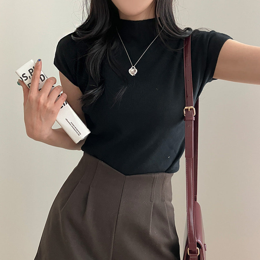🍂春季柔軟半高領短袖針衫