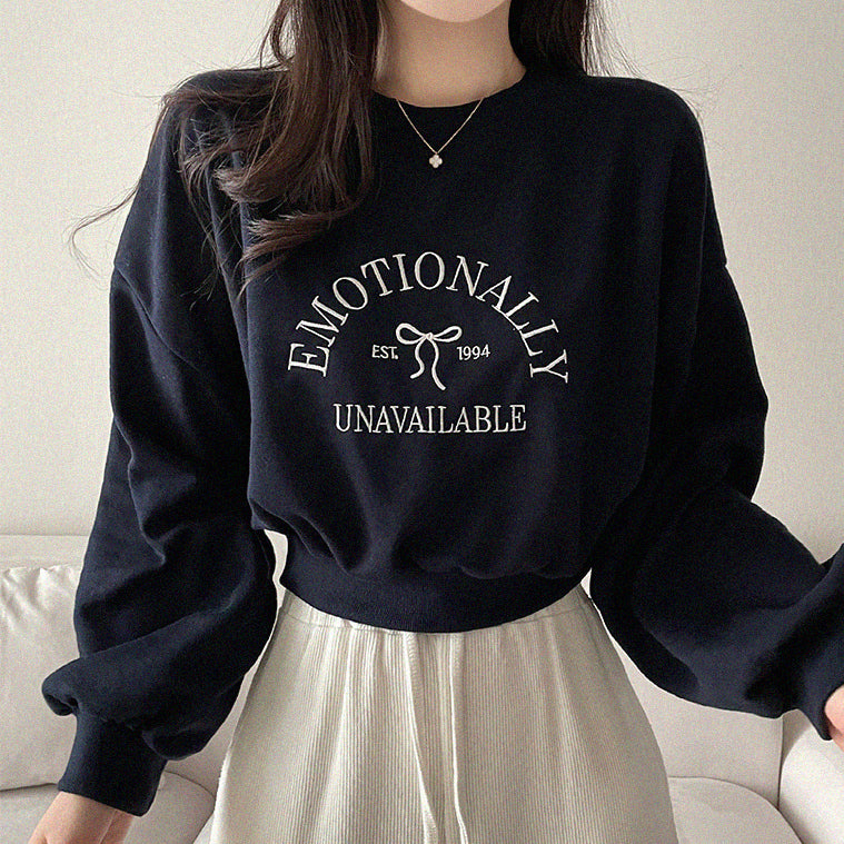 【現貨navy】🪡Emotionally刺繡短款衛衣