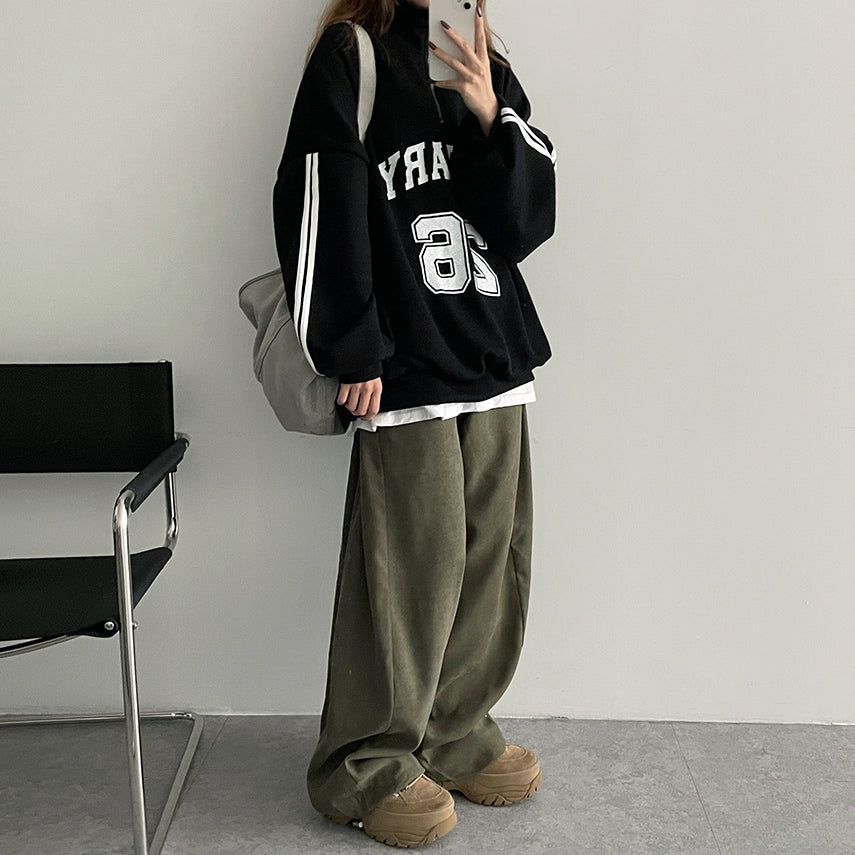 桃皮絨側鈕寬褲🍑