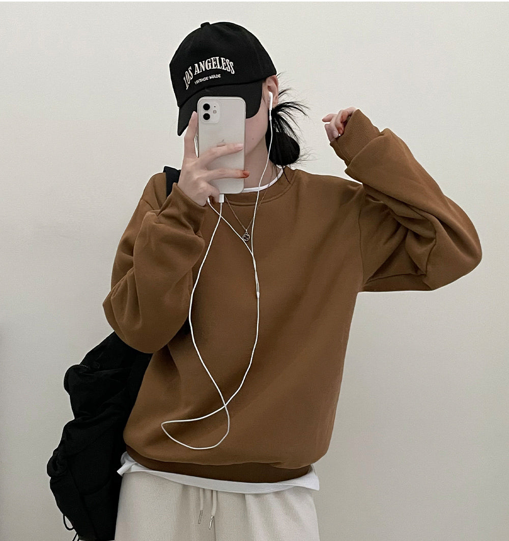 【🔥12色】拉絨素色寬鬆衛衣