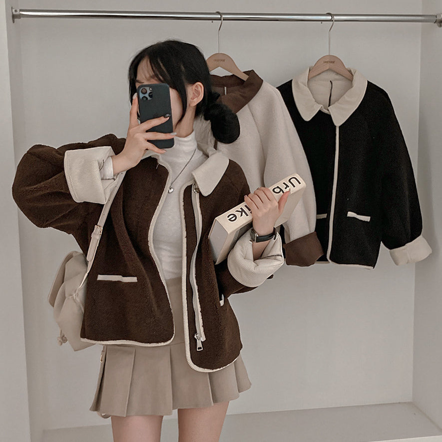 🐑羊羔毛燈芯絨拉鍊外套