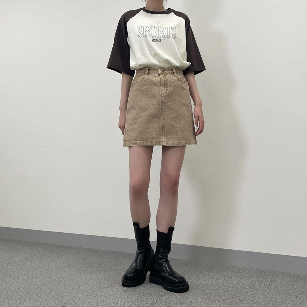 罕見色✨彩感染色水洗牛仔短裙<KR> - IKIMSTORE