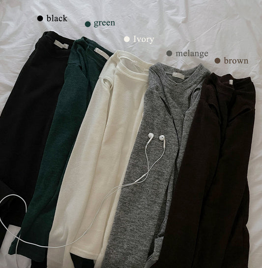 🍩露肩剪裁針織長袖T恤