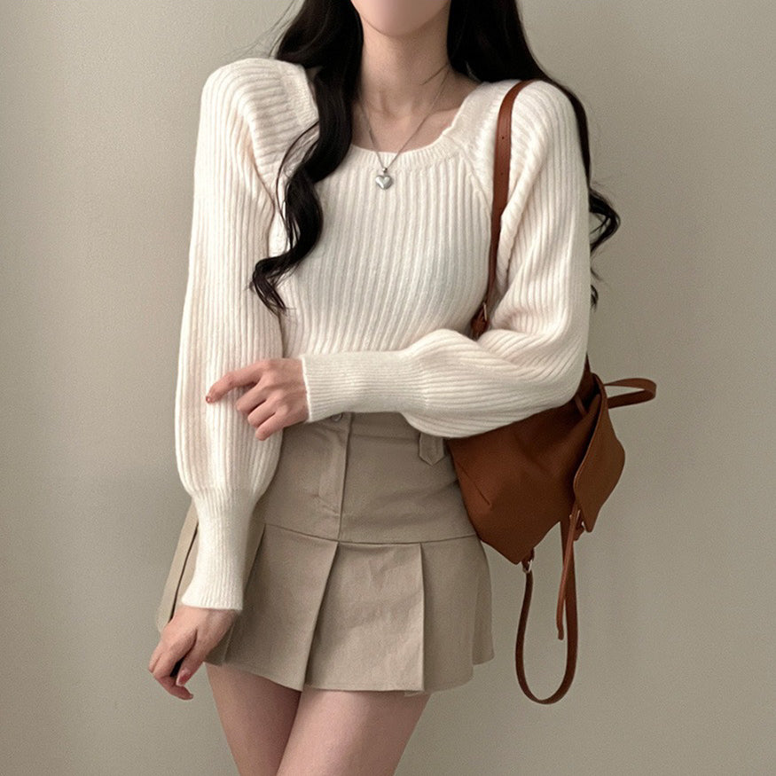 🎀仙女必備!方領鎖骨針織衫✨