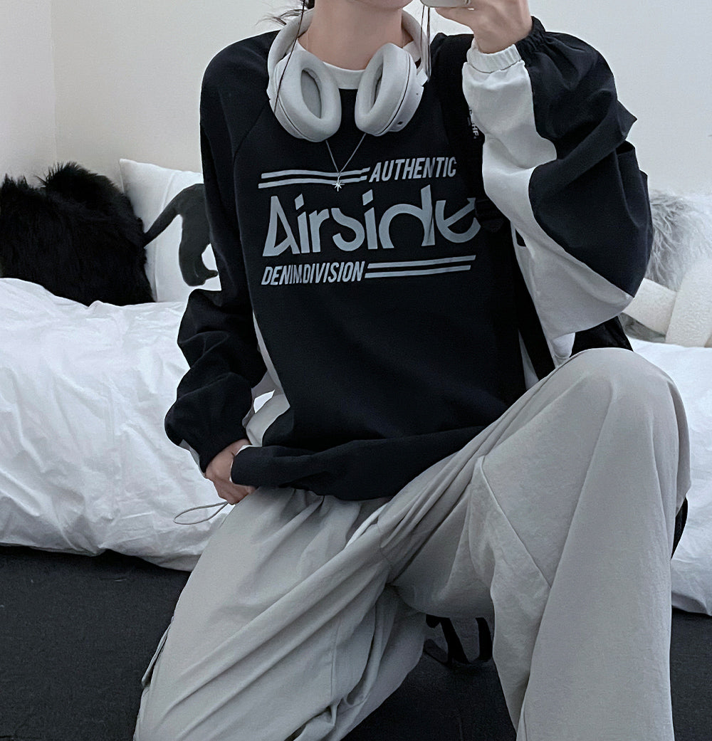 ✈️Airside印花拼色衛衣