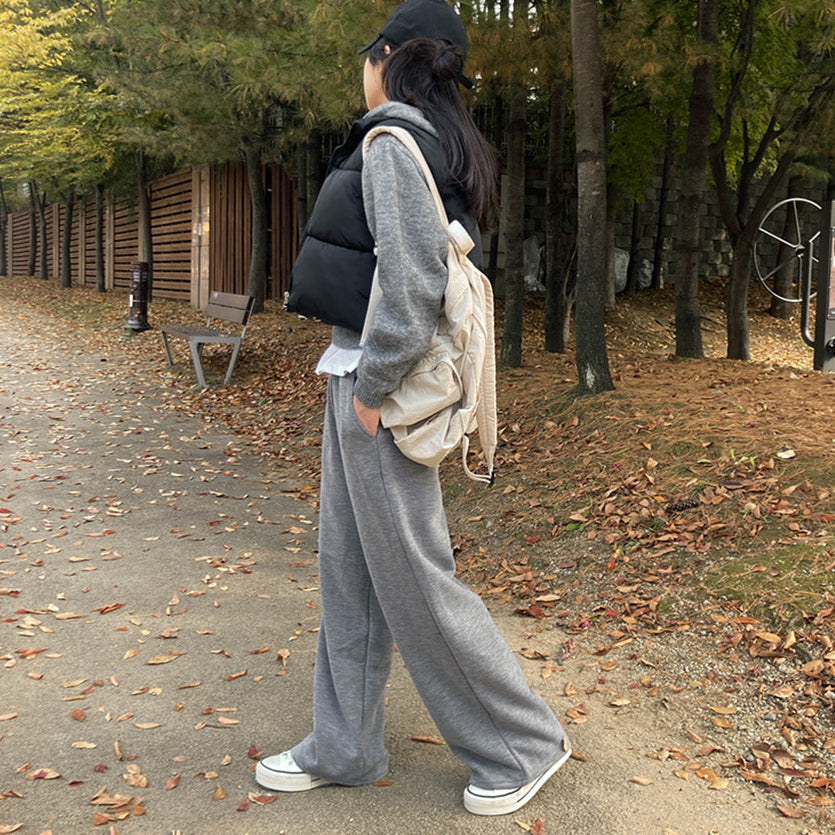 🍬彩色柔軟加絨闊腿褲
