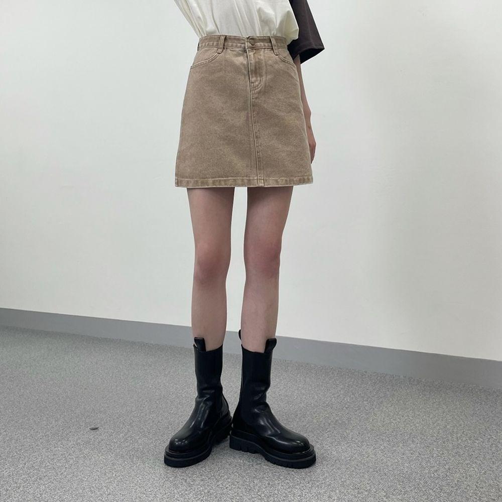 罕見色✨彩感染色水洗牛仔短裙<KR> - IKIMSTORE