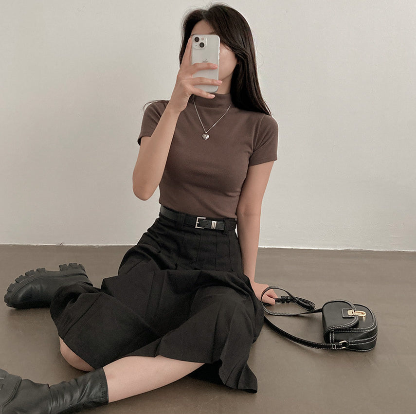 【現貨灰】🥨春季腰帶百褶半身長裙