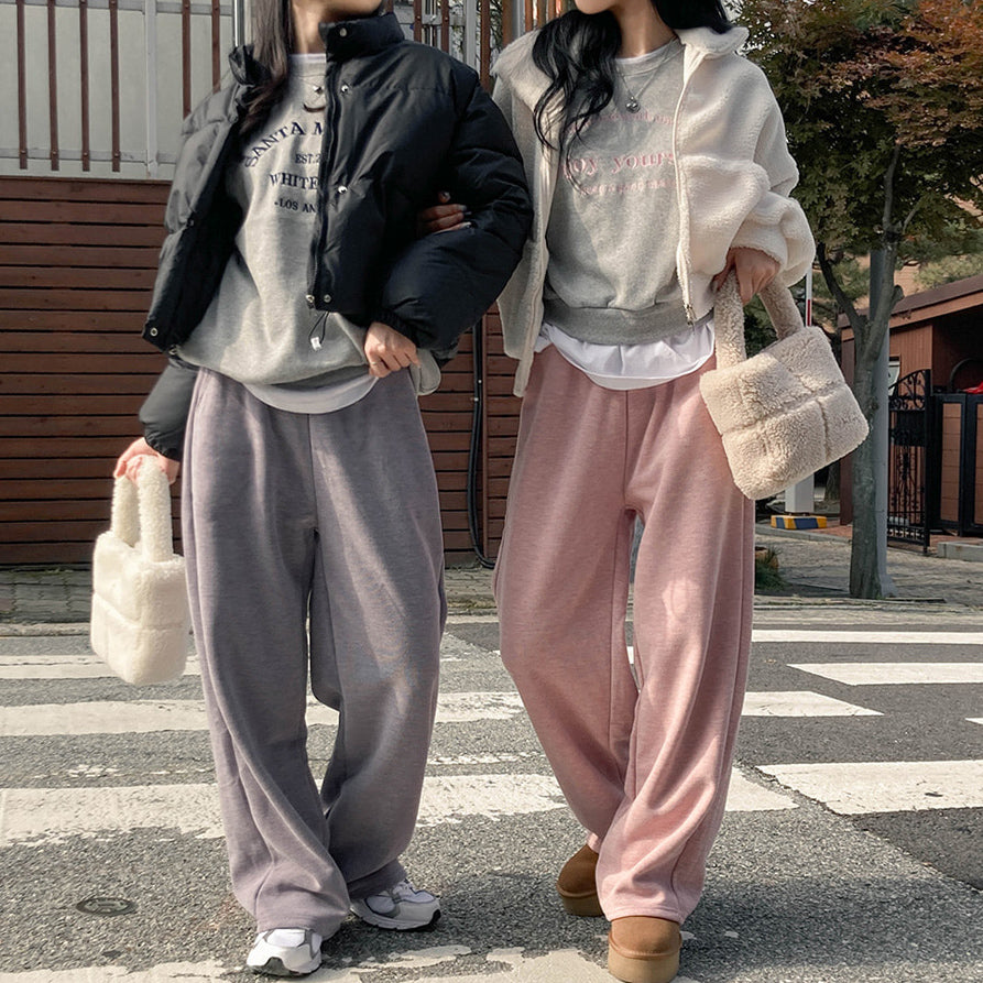 🍬彩色柔軟加絨闊腿褲