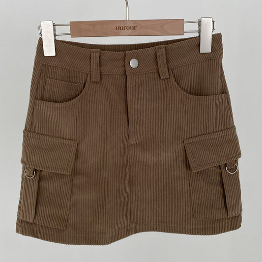 🍯燈芯絨工裝口袋迷你裙(S/M)