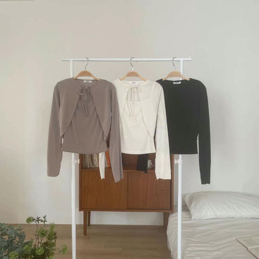 【現貨】特價🤎韓製bolero綁帶外套+背心套裝