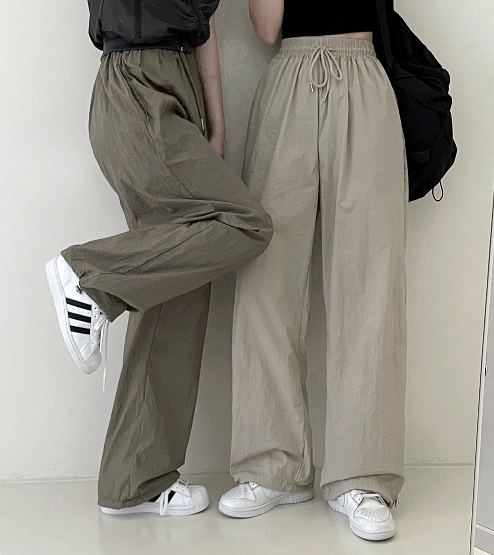 【2穿/5色】🧊Cool冰感尼龍束繩寬褲