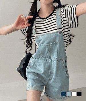 可愛牛仔背帶短褲🍞