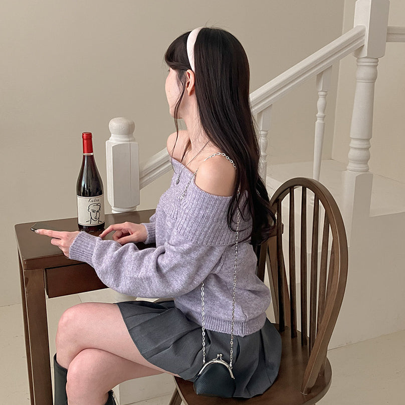 一字露肩針織衫🥂