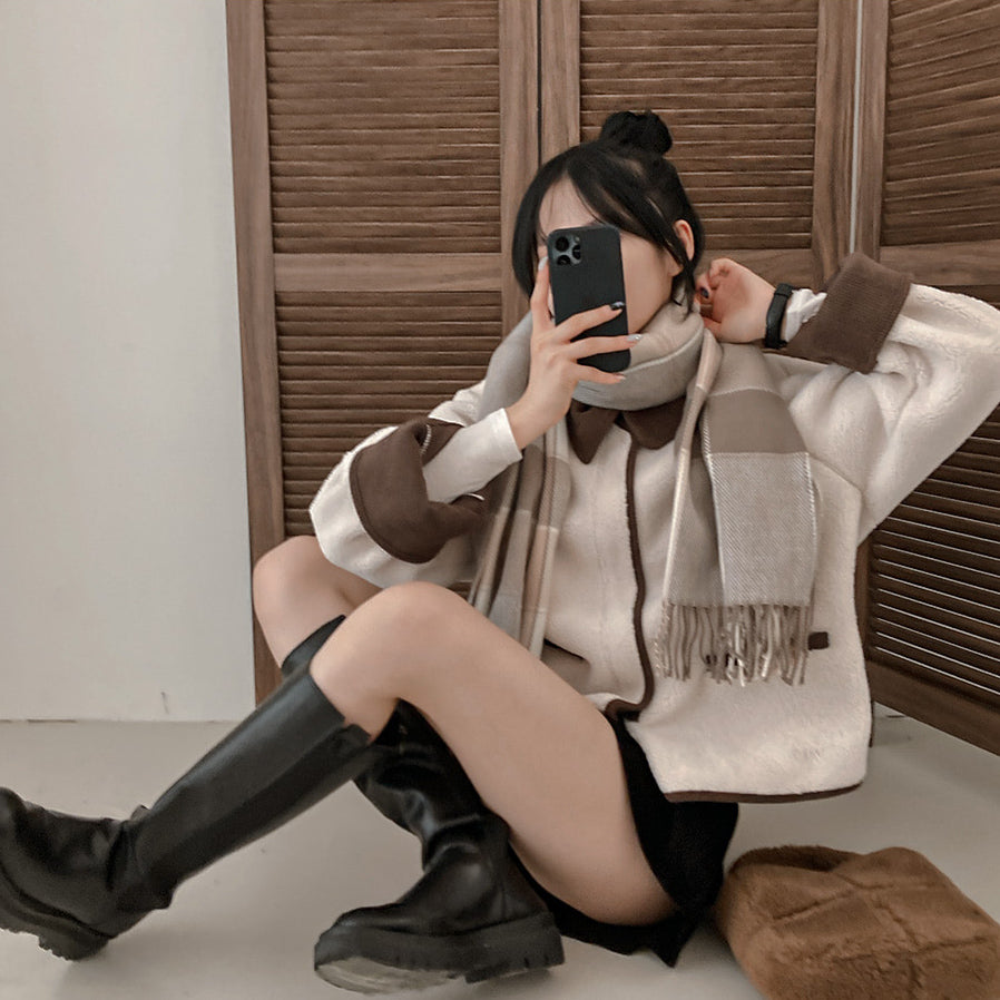 🐑羊羔毛燈芯絨拉鍊外套