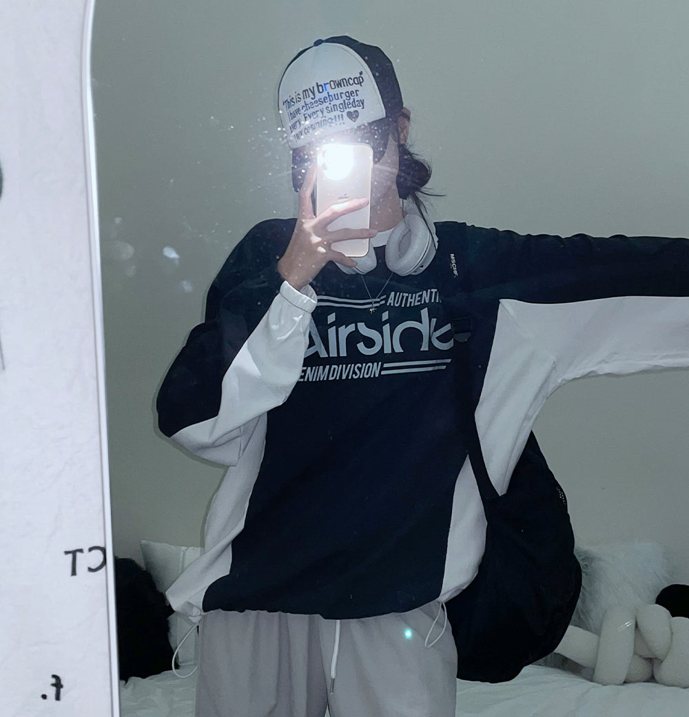 ✈️Airside印花拼色衛衣