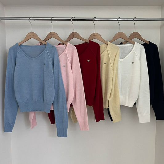 每日穿搭.銀標V領針織衫💖