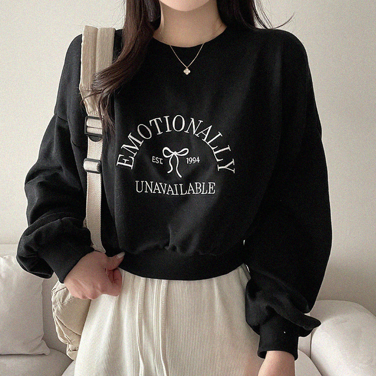 【現貨navy】🪡Emotionally刺繡短款衛衣