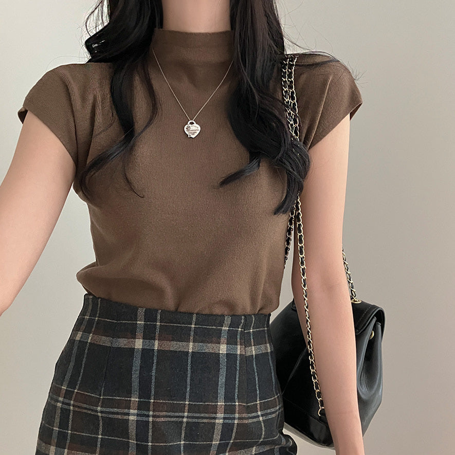 🍂春季柔軟半高領短袖針衫