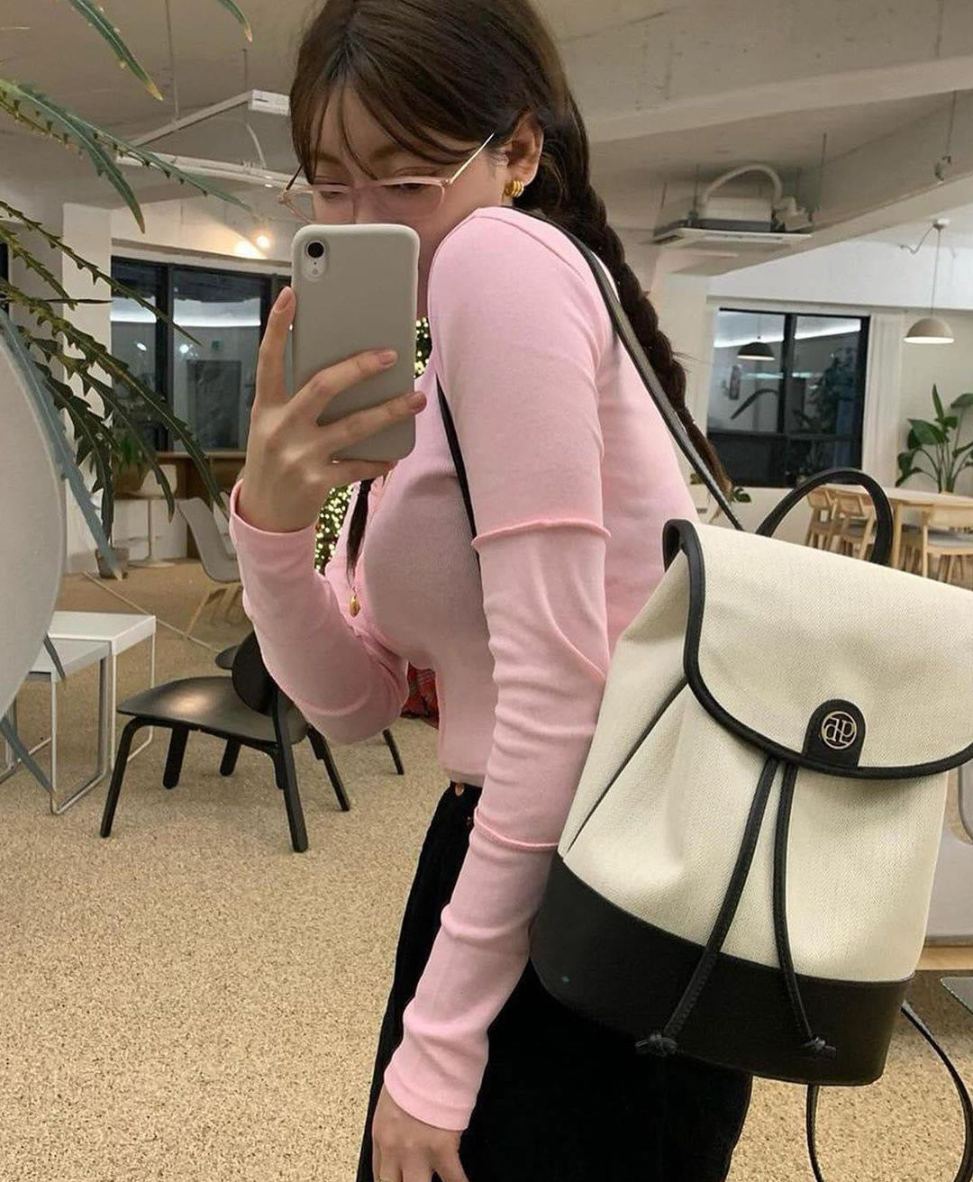 バックパック・リュック depound Town mini backpack herringbone ivory DP2478BG001MIVX town bag (mini-backpack) - herringbone ivory – depound