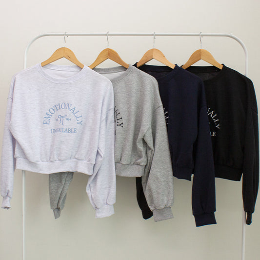 【現貨navy】🪡Emotionally刺繡短款衛衣