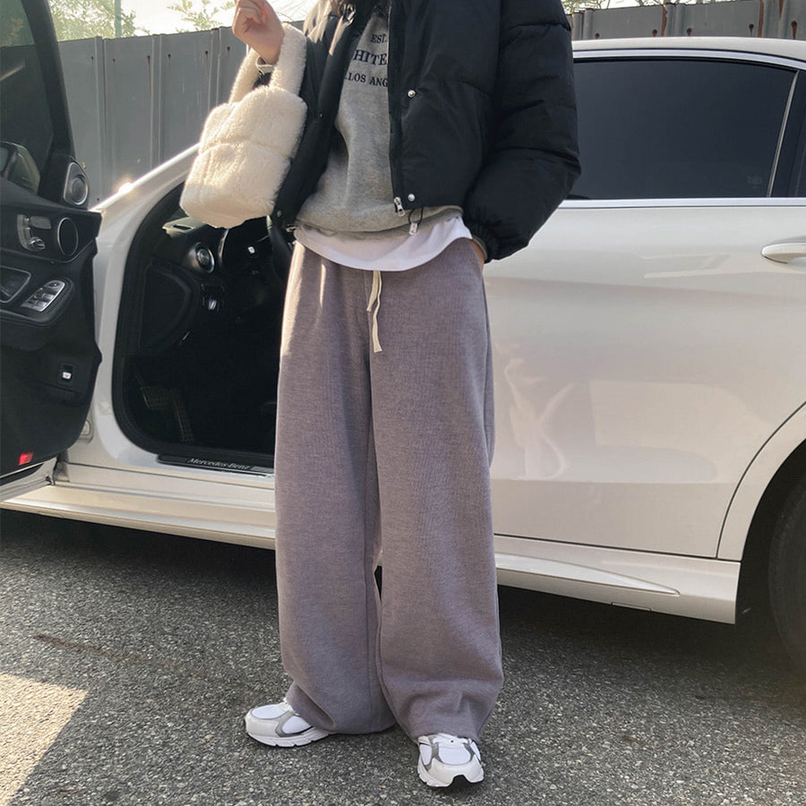 🍬彩色柔軟加絨闊腿褲