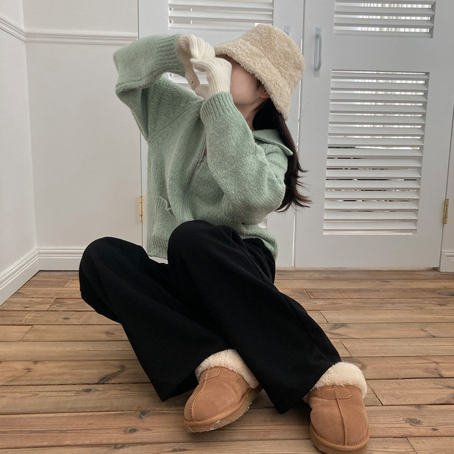 🍬彩色柔軟加絨闊腿褲