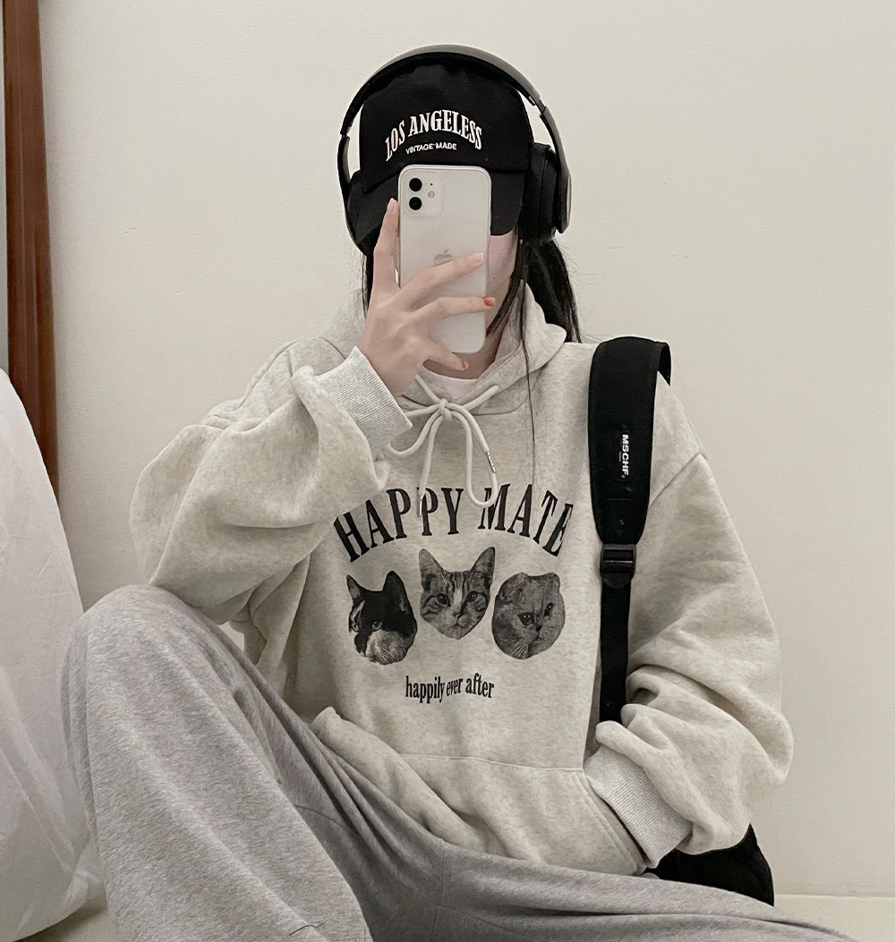 韓製Happy Mate🐈小貓連帽衛衣