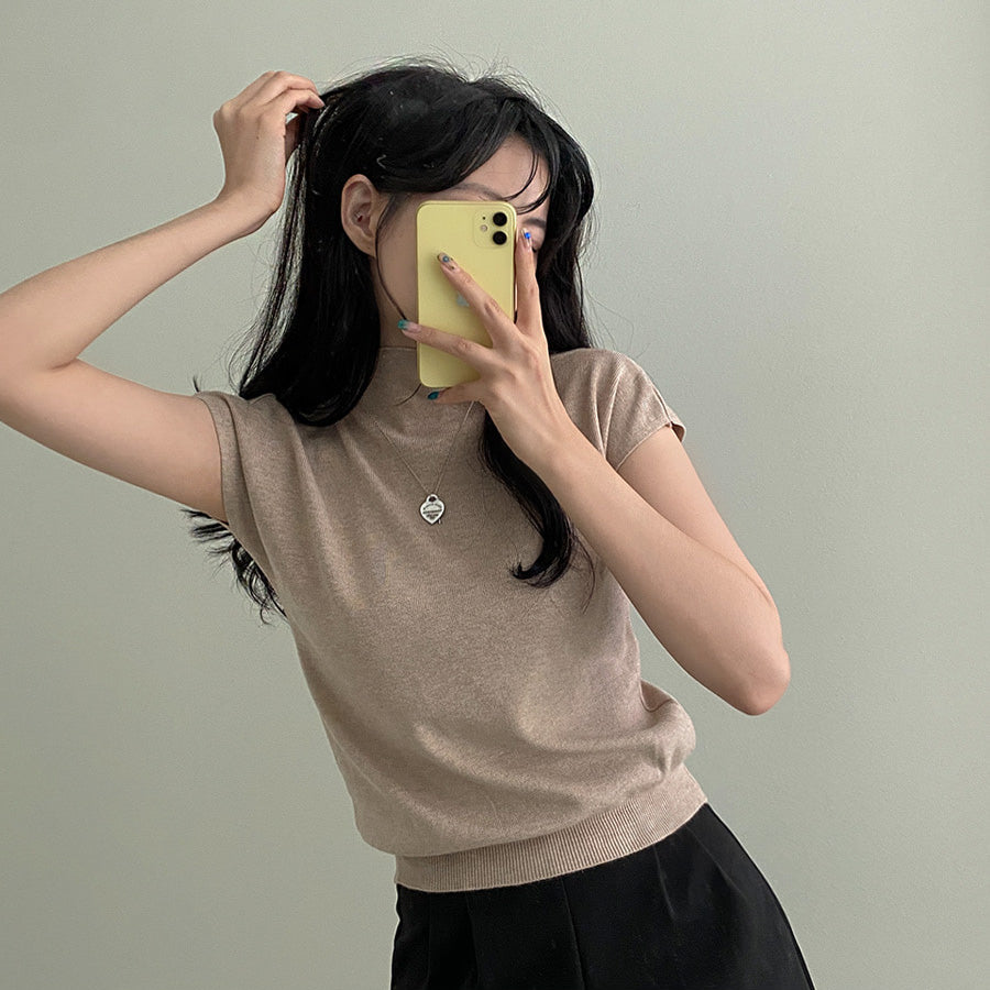 🍂春季柔軟半高領短袖針衫