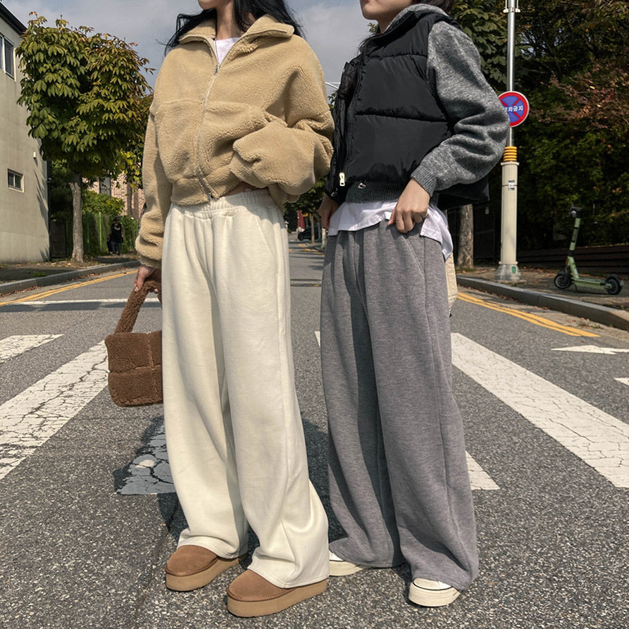 🍬彩色柔軟加絨闊腿褲