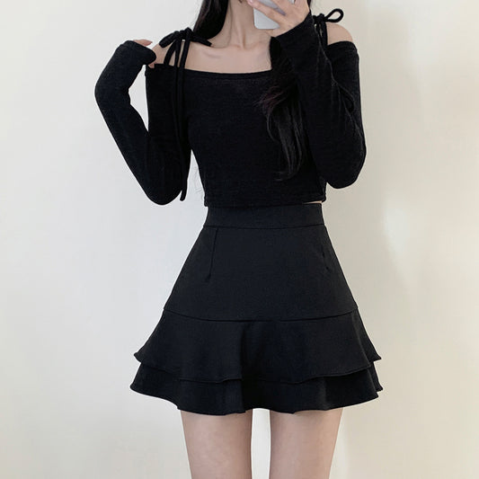 【現貨Mocha】🍩綁繩露肩長袖T恤