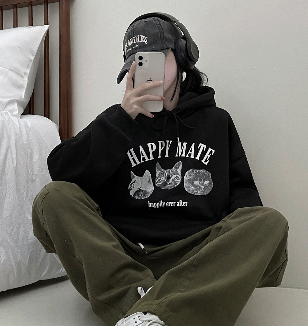韓製Happy Mate🐈小貓連帽衛衣