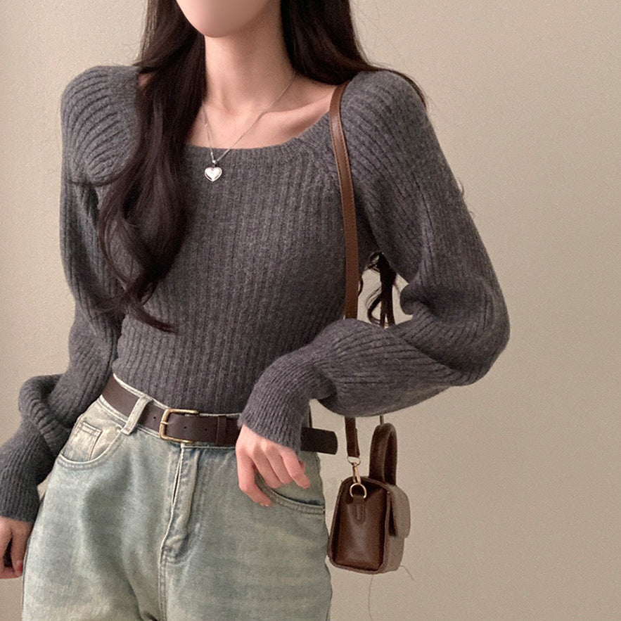 🎀仙女必備!方領鎖骨針織衫✨