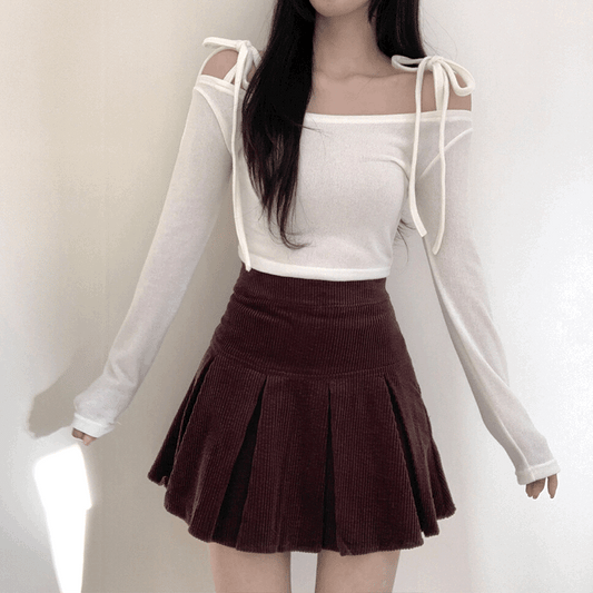 【現貨Mocha】🍩綁繩露肩長袖T恤