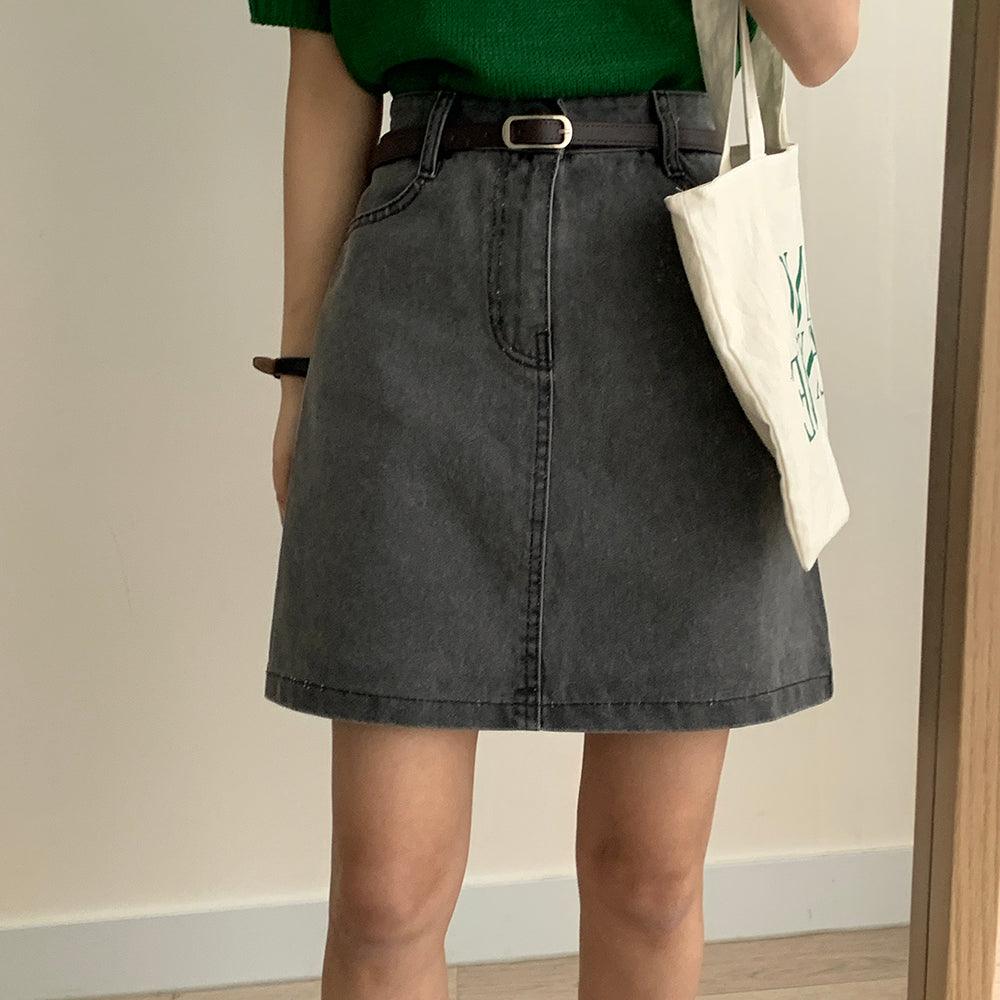 罕見色✨彩感染色水洗牛仔短裙<KR> - IKIMSTORE