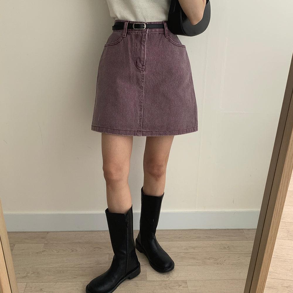 罕見色✨彩感染色水洗牛仔短裙<KR> - IKIMSTORE
