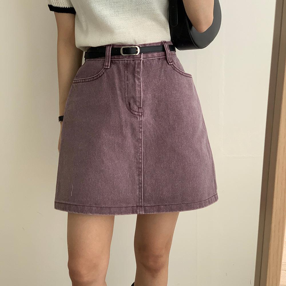 罕見色✨彩感染色水洗牛仔短裙<KR> - IKIMSTORE