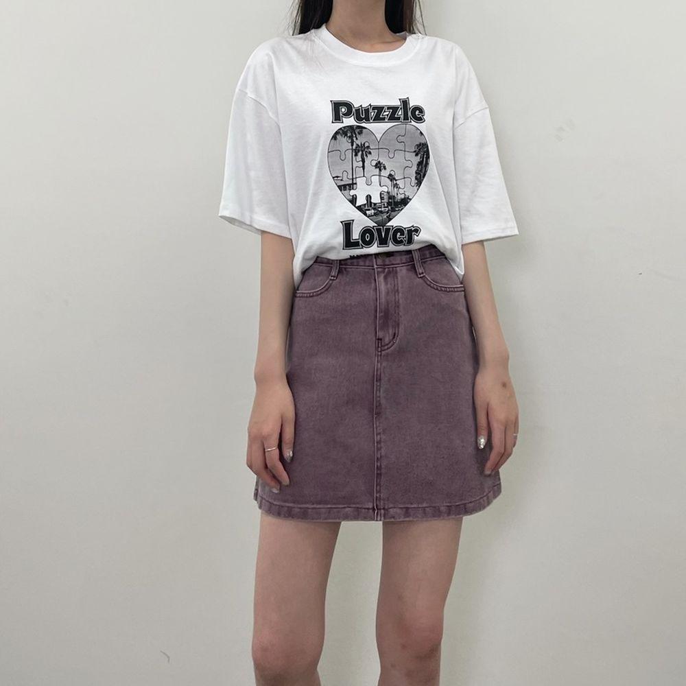 罕見色✨彩感染色水洗牛仔短裙<KR> - IKIMSTORE