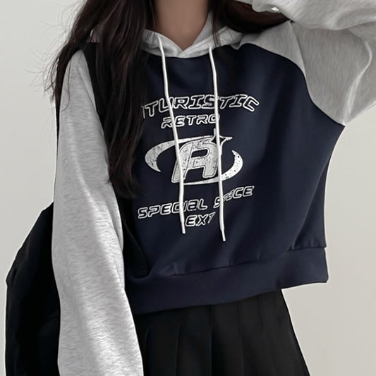 🔥【春日必備!韓系拼色短款衛衣✨限時9折】🔥