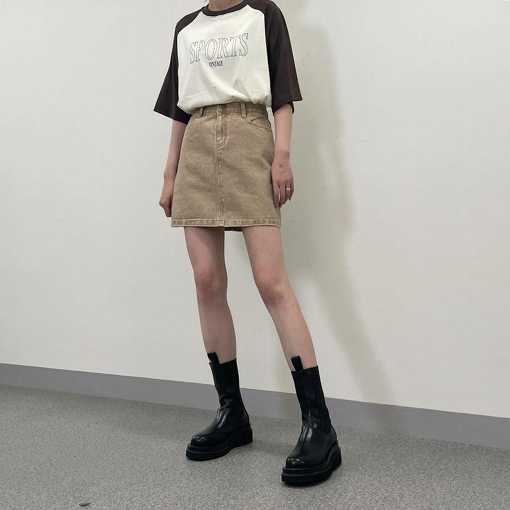 罕見色✨彩感染色水洗牛仔短裙<KR> - IKIMSTORE