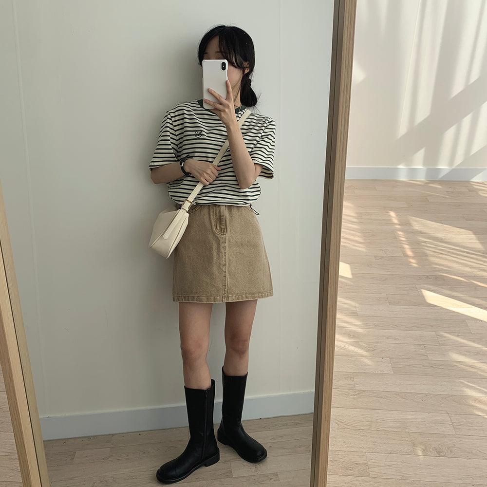 罕見色✨彩感染色水洗牛仔短裙<KR> - IKIMSTORE