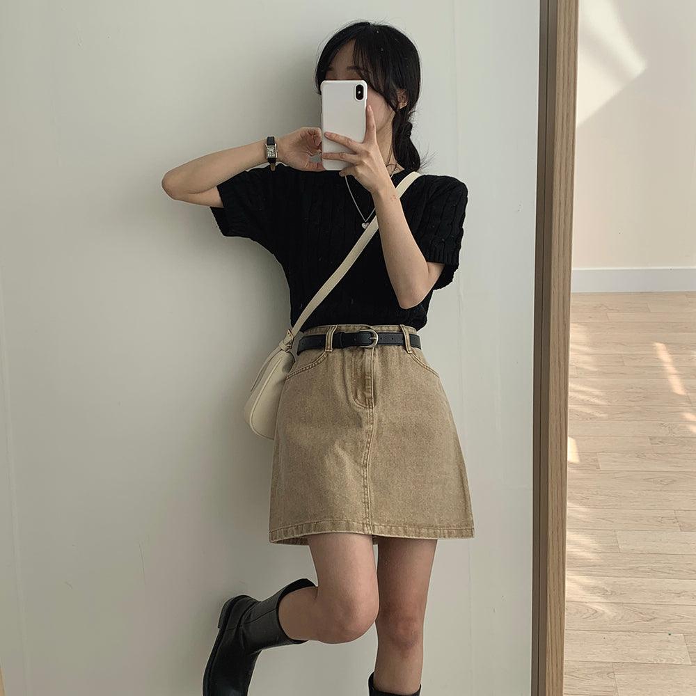 罕見色✨彩感染色水洗牛仔短裙<KR> - IKIMSTORE