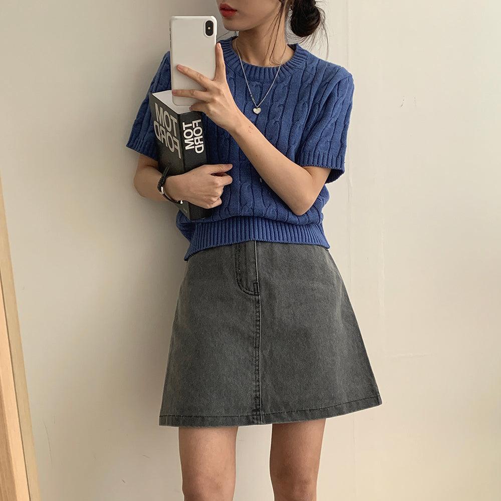 罕見色✨彩感染色水洗牛仔短裙<KR> - IKIMSTORE