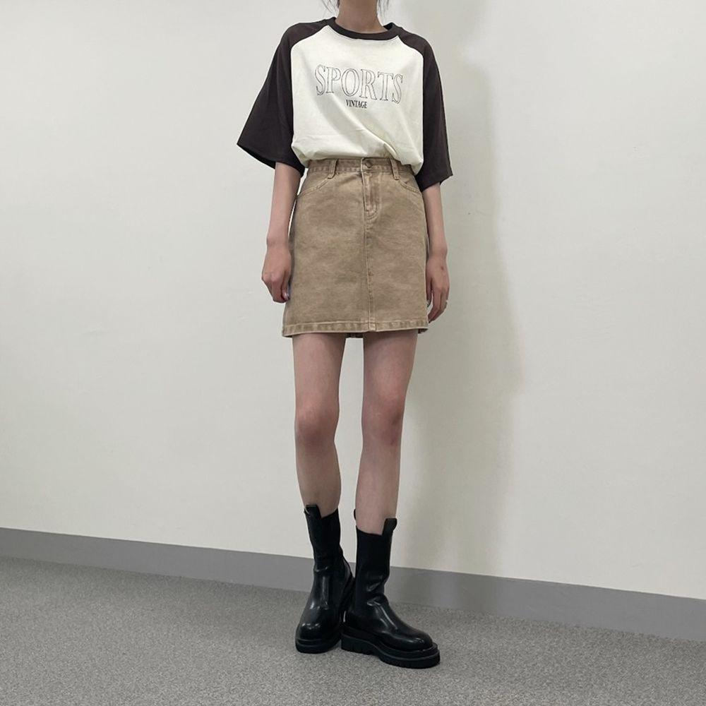 罕見色✨彩感染色水洗牛仔短裙<KR> - IKIMSTORE