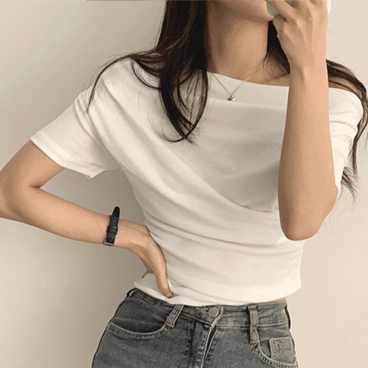 🧁女人味露肩短袖T恤