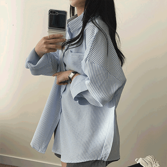 韓製🇰🇷條紋寬鬆恤衫