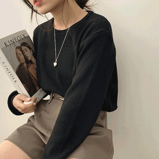 【現貨Oat/ Gray】韓製🐑冬日羊毛圓領針織衫